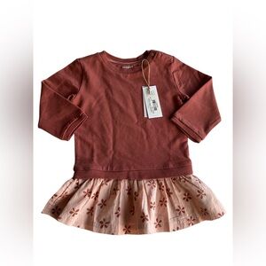 Noppies layered effect sweater dress pink floral 9-12 months NWT
